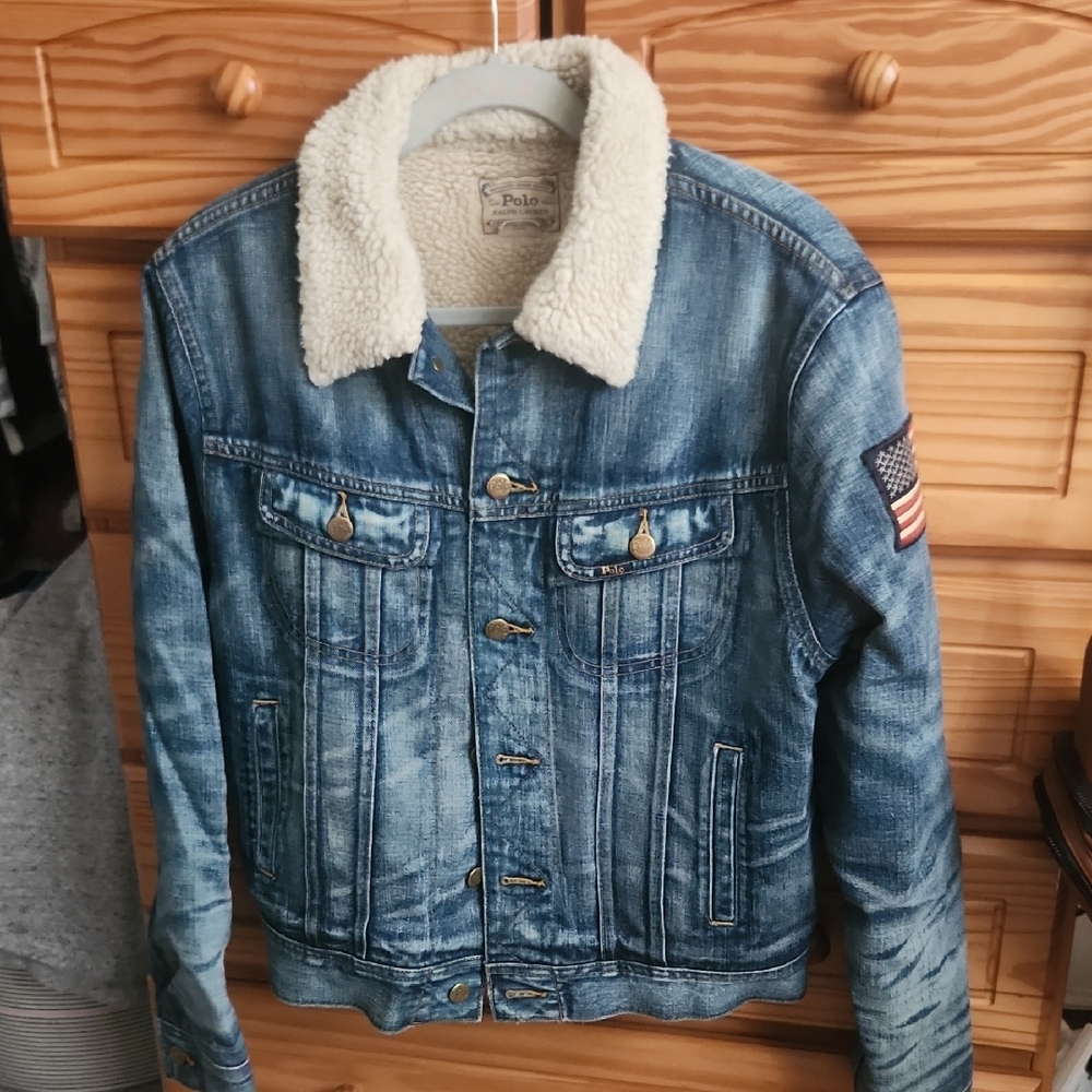 Polo Ralph Lauren Denim Sherpa Lined Trucker Jacket Size Small - Picture 6 of 15